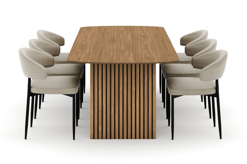 Richeto Spisebord 240 cm med 6 Sawako Stoler - Natur - Møbler - Bord - Spisegrupper