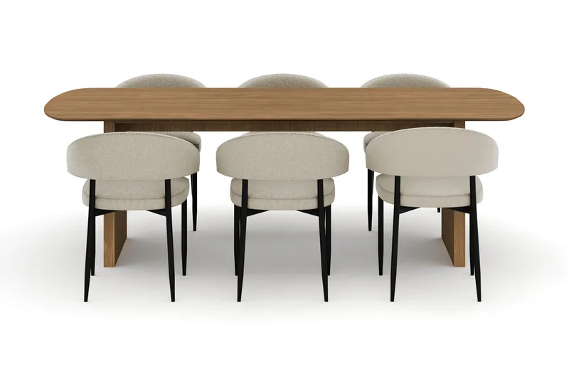 Richeto Spisebord 240 cm med 6 Sawako Stoler - Natur - Møbler - Bord - Spisegrupper