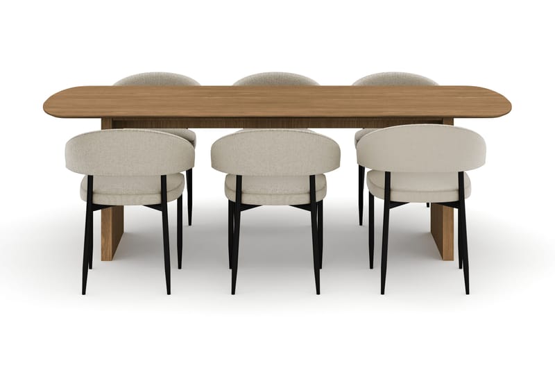 Richeto Spisebord 240 cm med 6 Sawako Stoler - Natur - Møbler - Bord - Spisegrupper