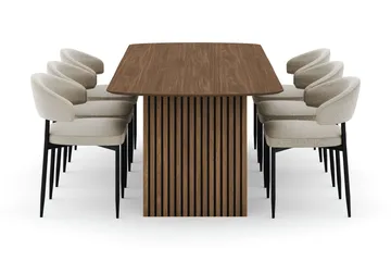 Richeto spisebord 240 cm med 6 Sawako stoler - Røkt eik - Møbler - Bord - Spisegrupper