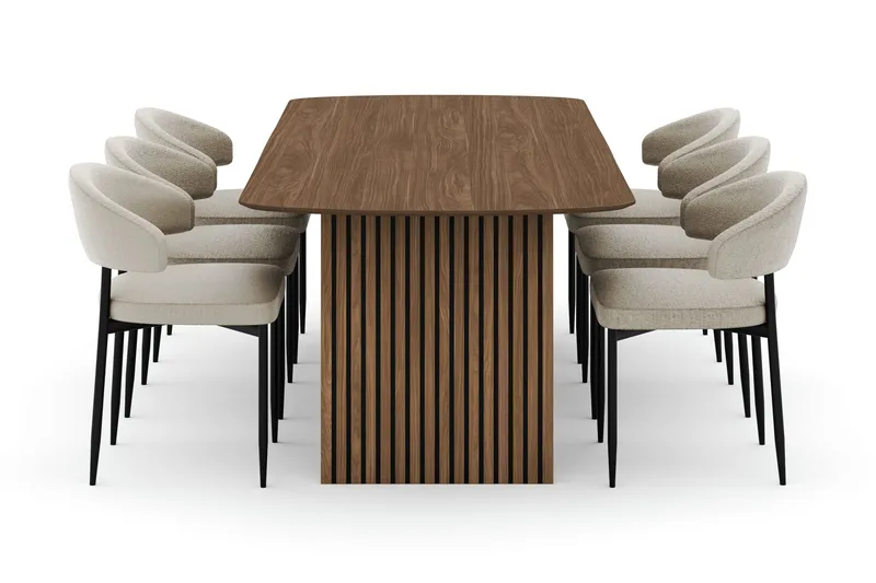 Richeto spisebord 240 cm med 6 Sawako stoler - Røkt eik - Møbler - Bord - Spisegrupper