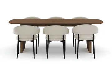 Richeto spisebord 240 cm med 6 Sawako stoler - Røkt eik - Møbler - Bord - Spisegrupper