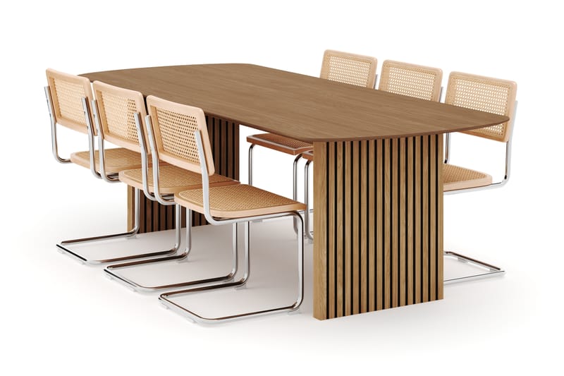 Richeto Spisebord 240 cm med 6 stk Build Matstkolar - Naturlig finish - Møbler - Bord - Spisegrupper