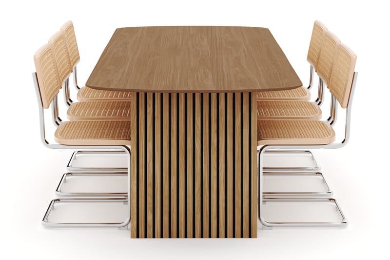 Richeto Spisebord 240 cm med 6 stk Build Matstkolar - Naturlig finish - Møbler - Bord - Spisegrupper