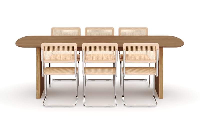 Richeto Spisebord 240 cm med 6 stk Build Matstkolar - Naturlig finish - Møbler - Bord - Spisegrupper