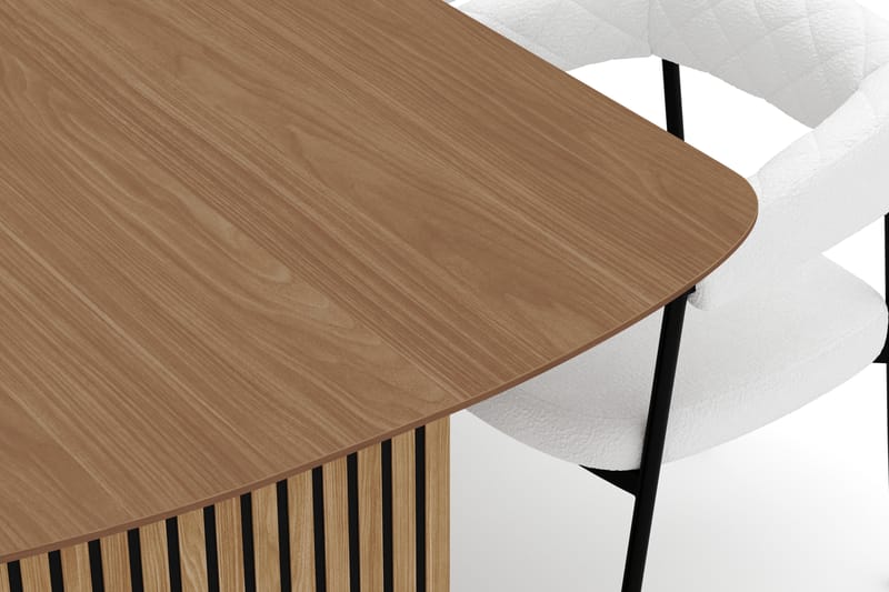 Richeto Spisebord 240 cm med 6 Velma Spisestoler - Naturlig finish / Hvit Bouclé - Møbler - Bord - Spisegrupper