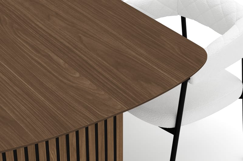 Richeto Spisebord 240 cm med 6 Velma Spisestoler - Røkt eik / Hvit Bouclé - Møbler - Bord - Spisegrupper