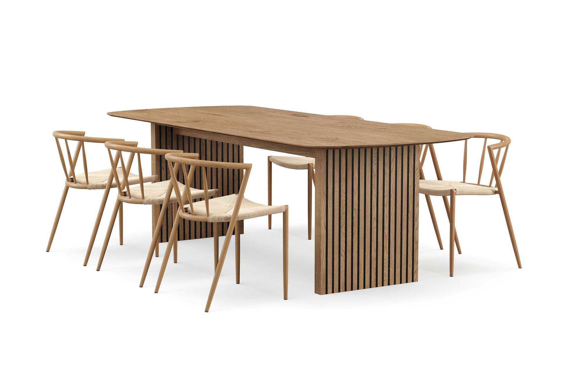 Richeto spisebord 240 cm med 6 Winston spisestoler - Eik