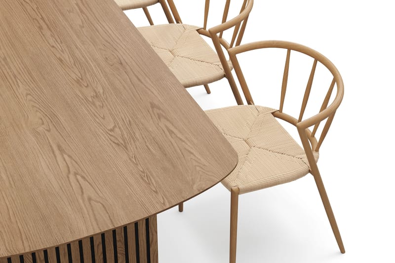 Richeto Spisebord 240 cm med 6 Winston Spisestoler - Naturlig finish / Beige / Metallben Eik - Møbler - Bord - Spisegrupper