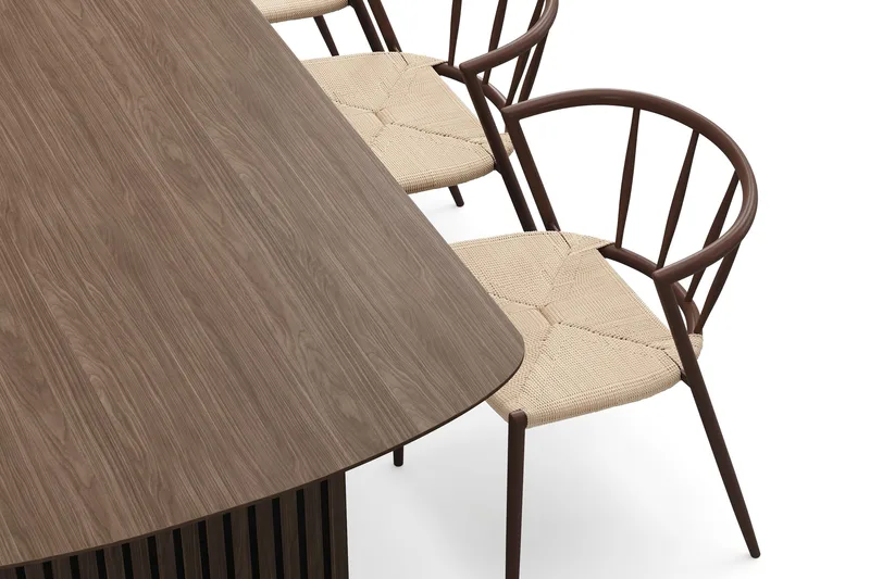 Richeto spisebord 240 cm med 6 Winston spisestoler - Røkt eik / Beige / Metallben røkt eik - Møbler - Bord - Spisegrupper