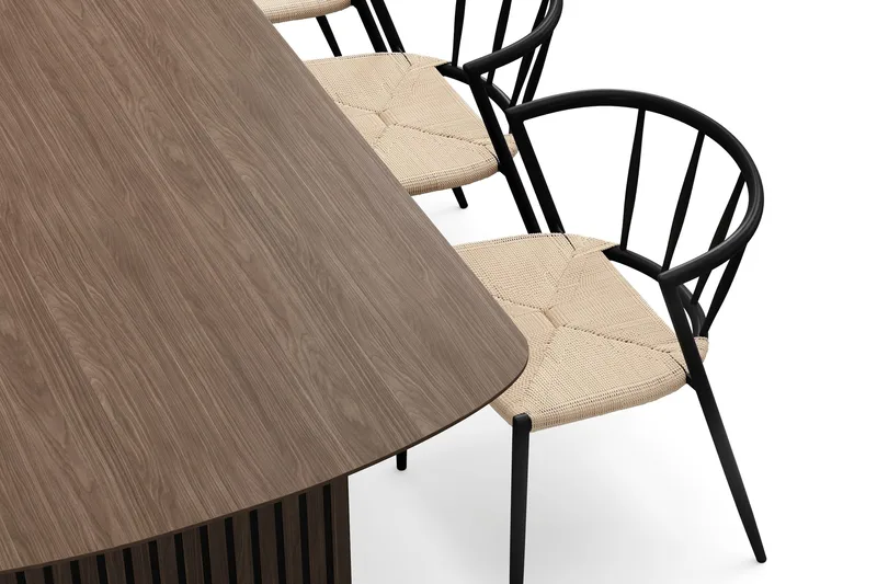 Richeto Spisebord 240 cm med 6 Winston Spisestoler - Røkt eik / Beige / Metallben Svart - Møbler - Bord - Spisegrupper