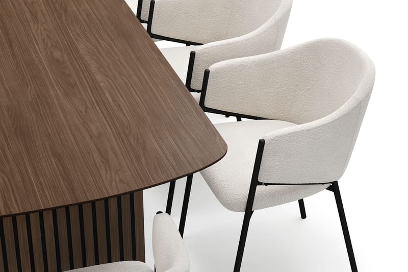 Richeto Spisebord 240 cm med 8 Filip Spisestoler - Røkt eik / Hvit Bouclé - Møbler - Bord - Spisegrupper