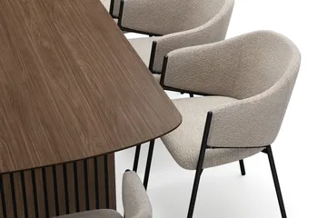 Richeto spisebord 240 cm med 8 Filip spisestoler - Røkt eik / taupe bouclé - Møbler - Bord - Spisegrupper