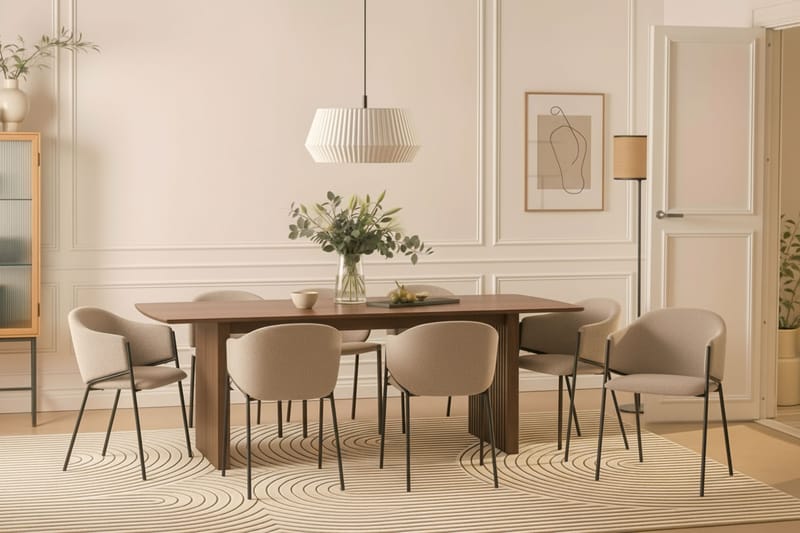 Richeto Spisebord 240 cm med 8 Filip Spisestoler - Røkt eik / Taupe Bouclé - Møbler - Bord - Spisegrupper