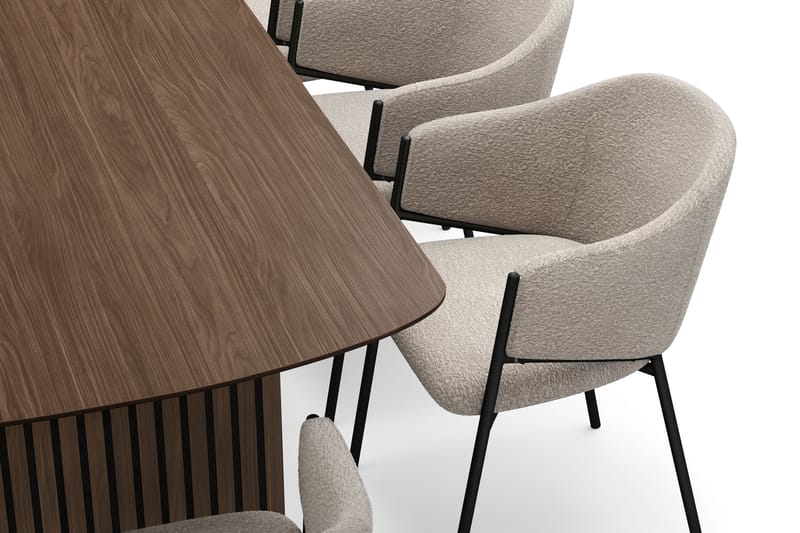 Richeto Spisebord 240 cm med 8 Filip Spisestoler - Røkt eik / Taupe Bouclé - Møbler - Bord - Spisegrupper