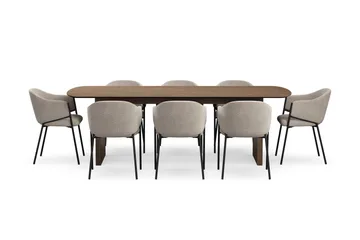 Richeto spisebord 240 cm med 8 Filip spisestoler - Røkt eik / taupe bouclé - Møbler - Bord - Spisegrupper
