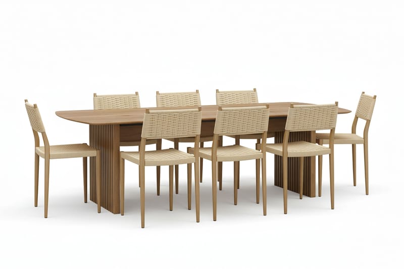 Richeto Spisebord 240 cm med 8 Jamna Spisestoler, Brun