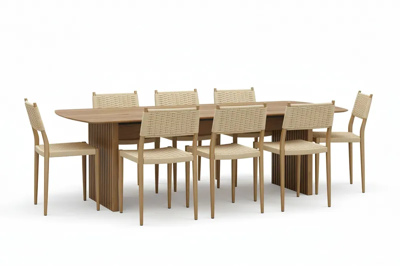 Richeto Spisebord 240 cm med 8 Jamna Spisestoler, Brun