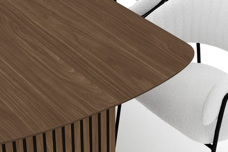 Richeto Spisebord 240 cm med 8 Karol Spisestoler - Røkt eik / Hvit Bouclé - Møbler - Bord - Spisegrupper