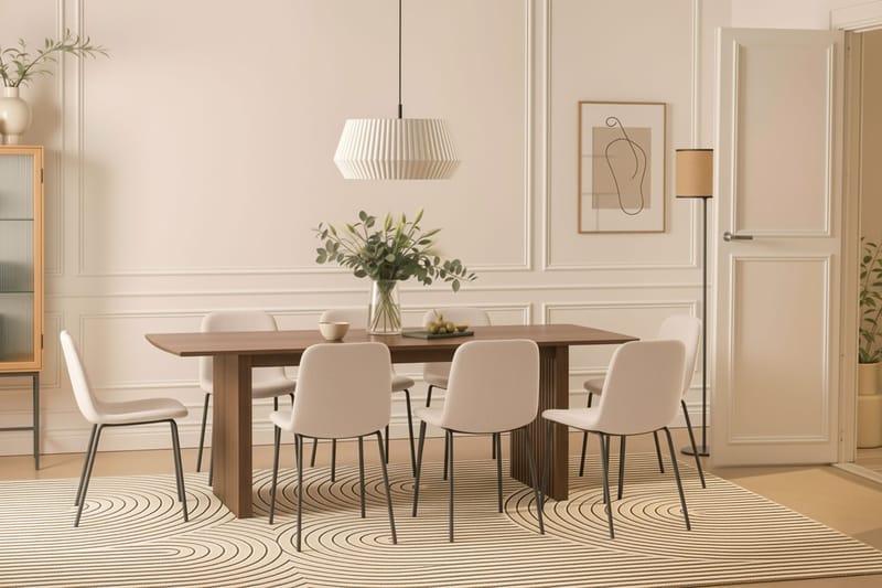 Richeto Spisebord 240 cm med 8 Katy Spisestoler - Røkt eik / Hvit Bouclé - Møbler - Bord - Spisegrupper