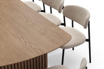 Richeto spisebord 240 cm med 8 Lucy spisestoler - Naturlig finish / Greige bouclé / Metallben svart - Møbler - Bord - Spisegrupper
