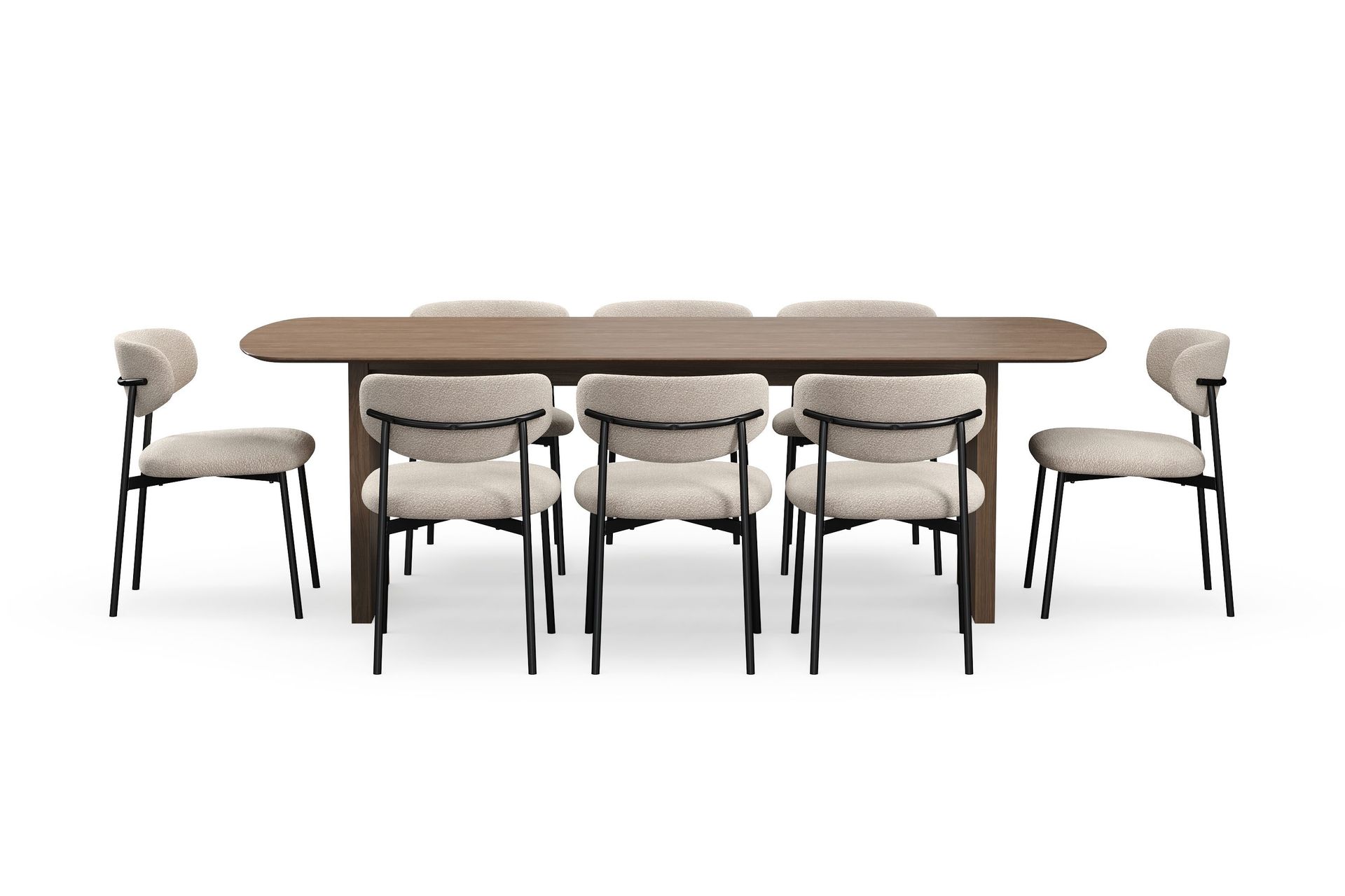 Richeto Spisebord 240 cm med 8 Lucy Spisestoler - Røkt eik