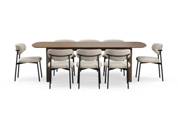 Richeto Spisebord 240 cm med 8 Lucy Spisestoler - Røkt eik - Møbler - Bord - Spisegrupper