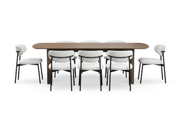 Richeto spisebord 240 cm med 8 Lucy spisestoler - Røkt eik - Møbler - Bord - Spisegrupper