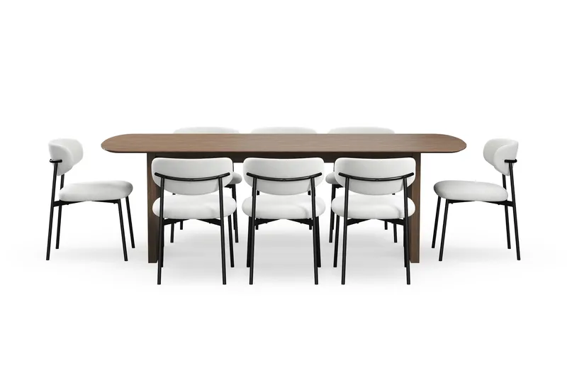 Richeto spisebord 240 cm med 8 Lucy spisestoler - Røkt eik - Møbler - Bord - Spisegrupper