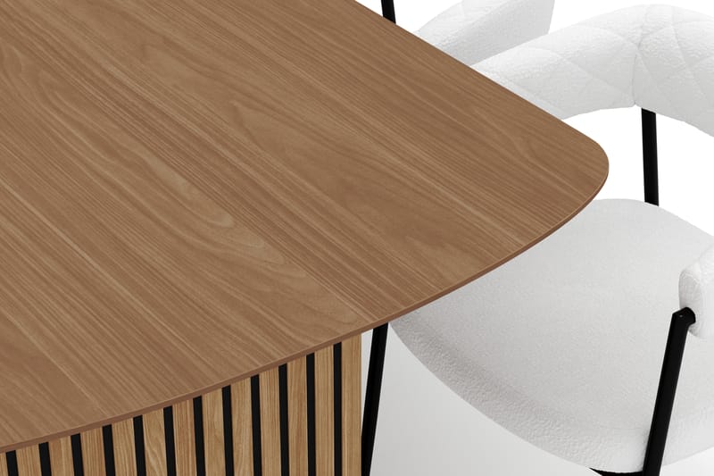 Richeto Spisebord 240 cm med 8 Velma Spisestoler - Naturlig finish / Hvit Bouclé - Møbler - Bord - Spisegrupper