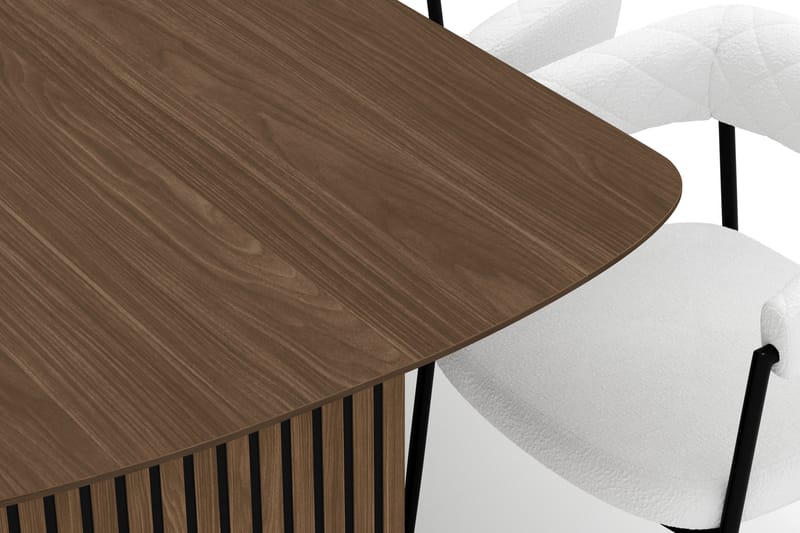 Richeto Spisebord 240 cm med 8 Velma Spisestoler - Røkt eik / Hvit Bouclé - Møbler - Bord - Spisegrupper