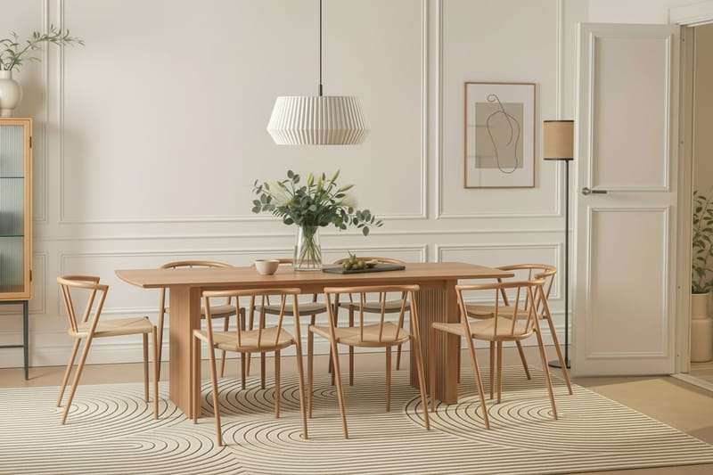 Richeto spisebord 240 cm med 8 Winston spisestoler - Naturlig finish / Beige / Metallben eik - Møbler - Bord - Spisegrupper