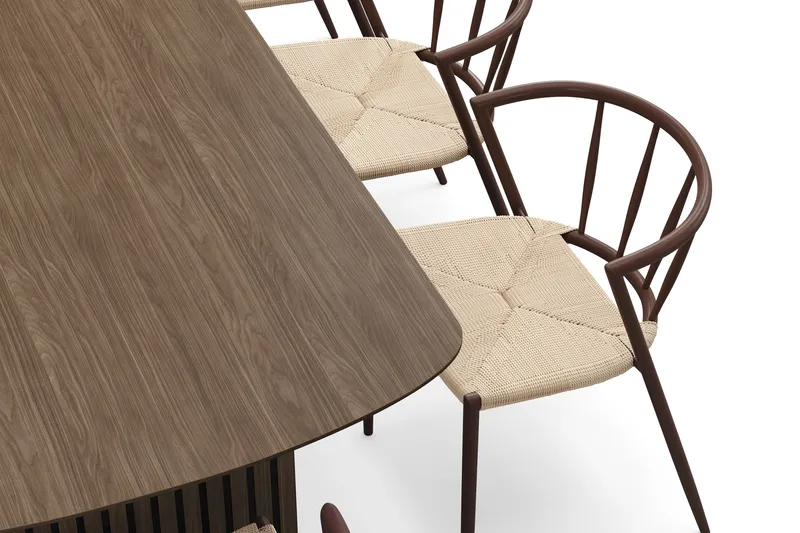 Richeto Spisebord 240 cm med 8 Winston Spisestoler - Røkt eik / Beige / Metallben Røkt eik - Møbler - Bord - Spisegrupper