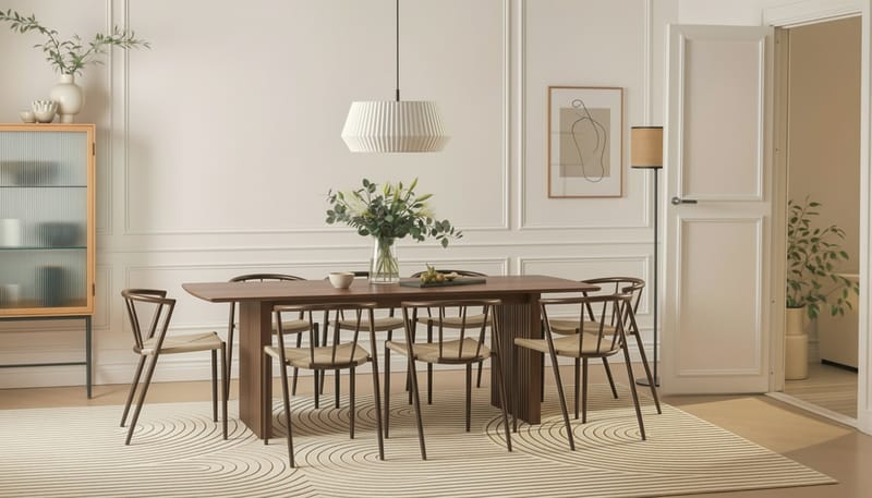 Richeto Spisebord 240 cm med 8 Winston Spisestoler - Røkt eik / Beige / Metallben Røkt eik - Møbler - Bord - Spisegrupper