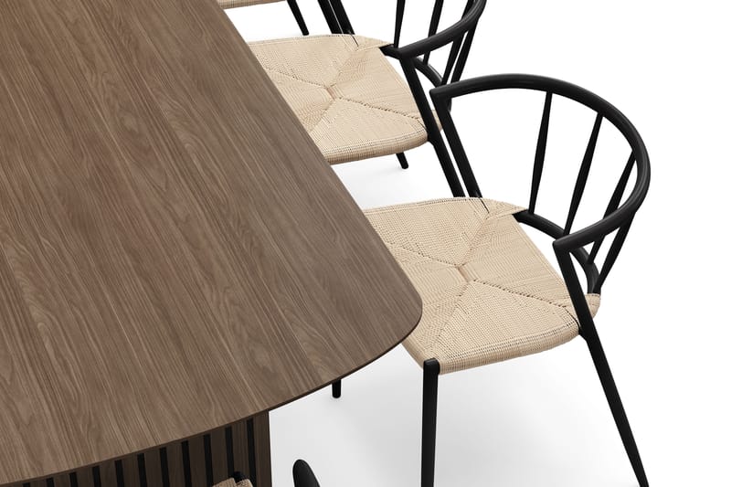 Richeto Spisebord 240 cm med 8 Winston Spisestoler - Røkt eik / Beige / Metallben Svart - Møbler - Bord - Spisegrupper