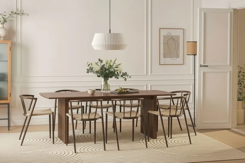 Richeto spisebord 240 cm med 8 Winston spisestoler - Røkt eik - Møbler - Bord - Spisegrupper