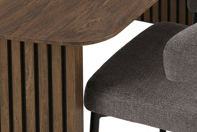 Richeto Spisebord Røkt Eik 240 cm med 6 Sawako Greige Stoler - Røyket Eik/Greige - Møbler - Bord - Spisegrupper