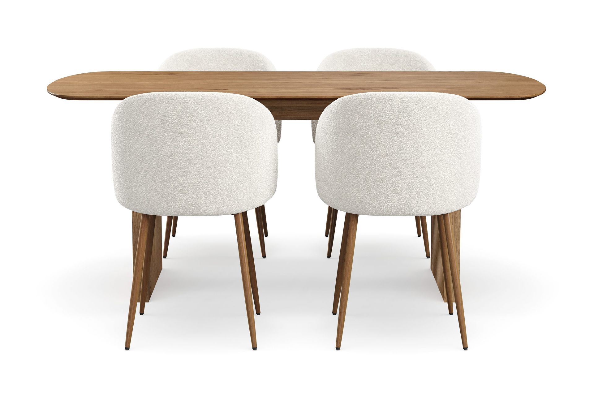 Richeto spisegruppe 180 cm med 4 Greya spisestoler med armlener - Eik