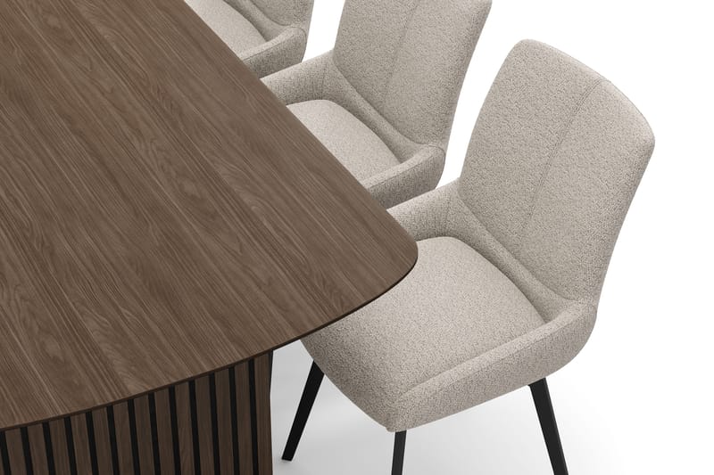 Richeto Spisegruppe 180 cm med 6 Mora Snurrestoler - Røkt eik/Mørk beige - Møbler - Bord - Spisegrupper