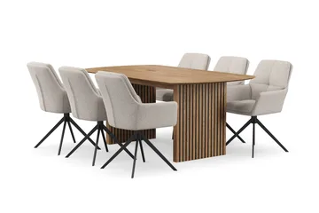 Richeto spisegruppe 180 cm med 6 Torsby snurrestoler - Eik - Møbler - Bord - Spisegrupper