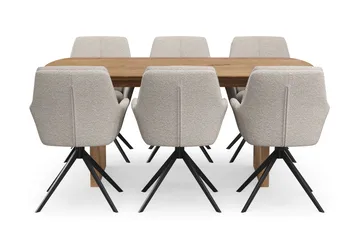 Richeto spisegruppe 180 cm med 6 Torsby snurrestoler - Eik - Møbler - Bord - Spisegrupper
