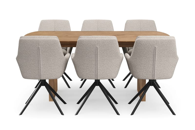 Richeto spisegruppe 180 cm med 6 Torsby snurrestoler - Eik - Møbler - Bord - Spisegrupper