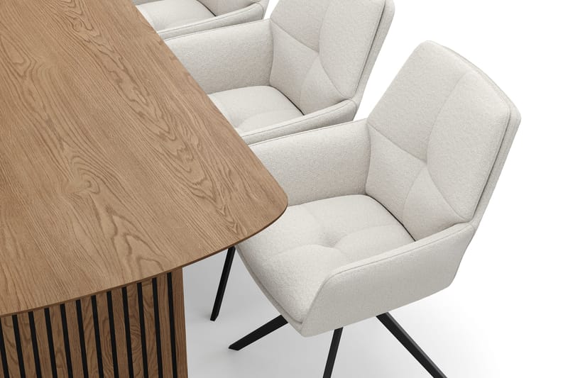Richeto spisegruppe 180 cm med 6 Torsby snurrestoler - Naturlig finish/lysbeige - Møbler - Bord - Spisegrupper