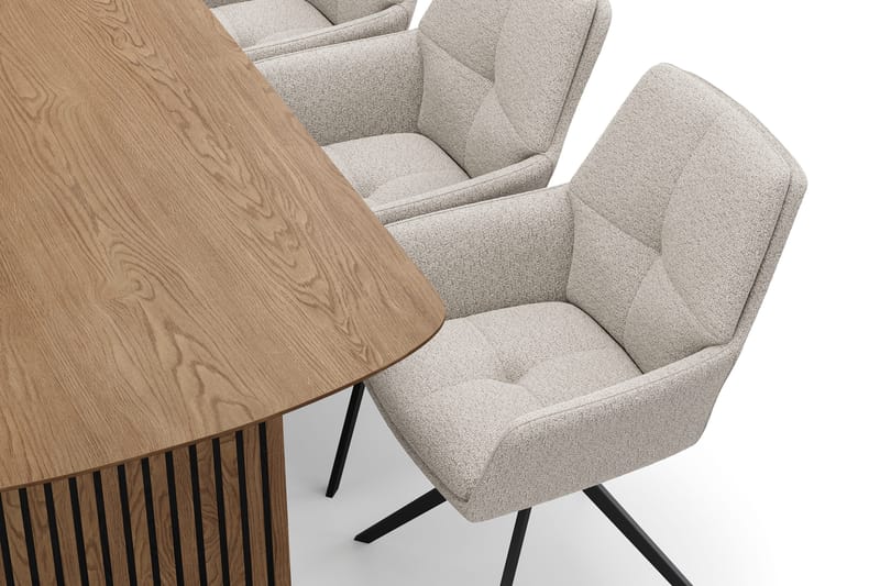 Richeto Spisegruppe 180 cm med 6 Torsby Snurrestoler - Naturlig finish/Mørk beige - Møbler - Bord - Spisegrupper