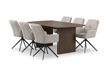 Richeto spisegruppe 180 cm med 6 Torsby snurrestoler - Røkt eik - Møbler - Bord - Spisegrupper