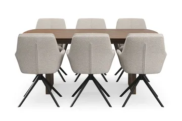 Richeto spisegruppe 180 cm med 6 Torsby snurrestoler - Røkt eik - Møbler - Bord - Spisegrupper