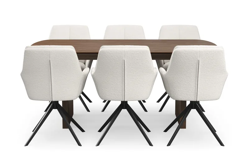 Richeto Spisegruppe 180 cm med 6 Torsby Snurrestoler - Røkt eik/Lys beige - Møbler - Bord - Spisegrupper