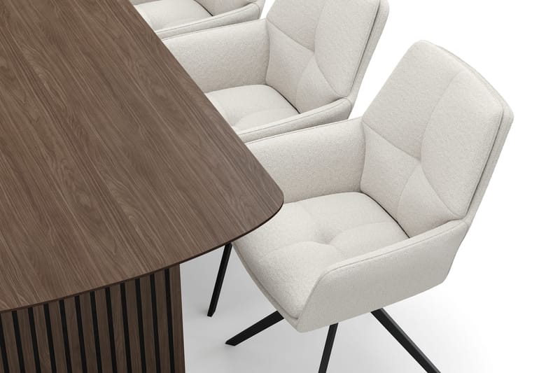 Richeto Spisegruppe 180 cm med 6 Torsby Snurrestoler - Røkt eik/Lys beige - Møbler - Bord - Spisegrupper