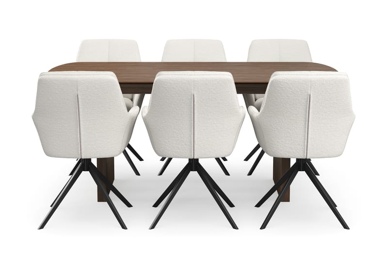 Richeto Spisegruppe 180 cm med 6 Torsby Snurrestoler - Røkt eik/Lys beige - Møbler - Bord - Spisegrupper