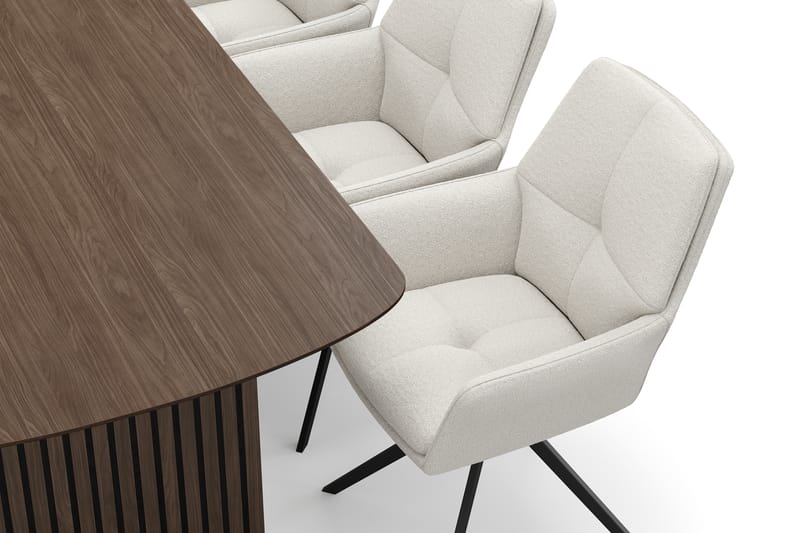 Richeto Spisegruppe 180 cm med 6 Torsby Snurrestoler - Røkt eik/Lys beige - Møbler - Bord - Spisegrupper